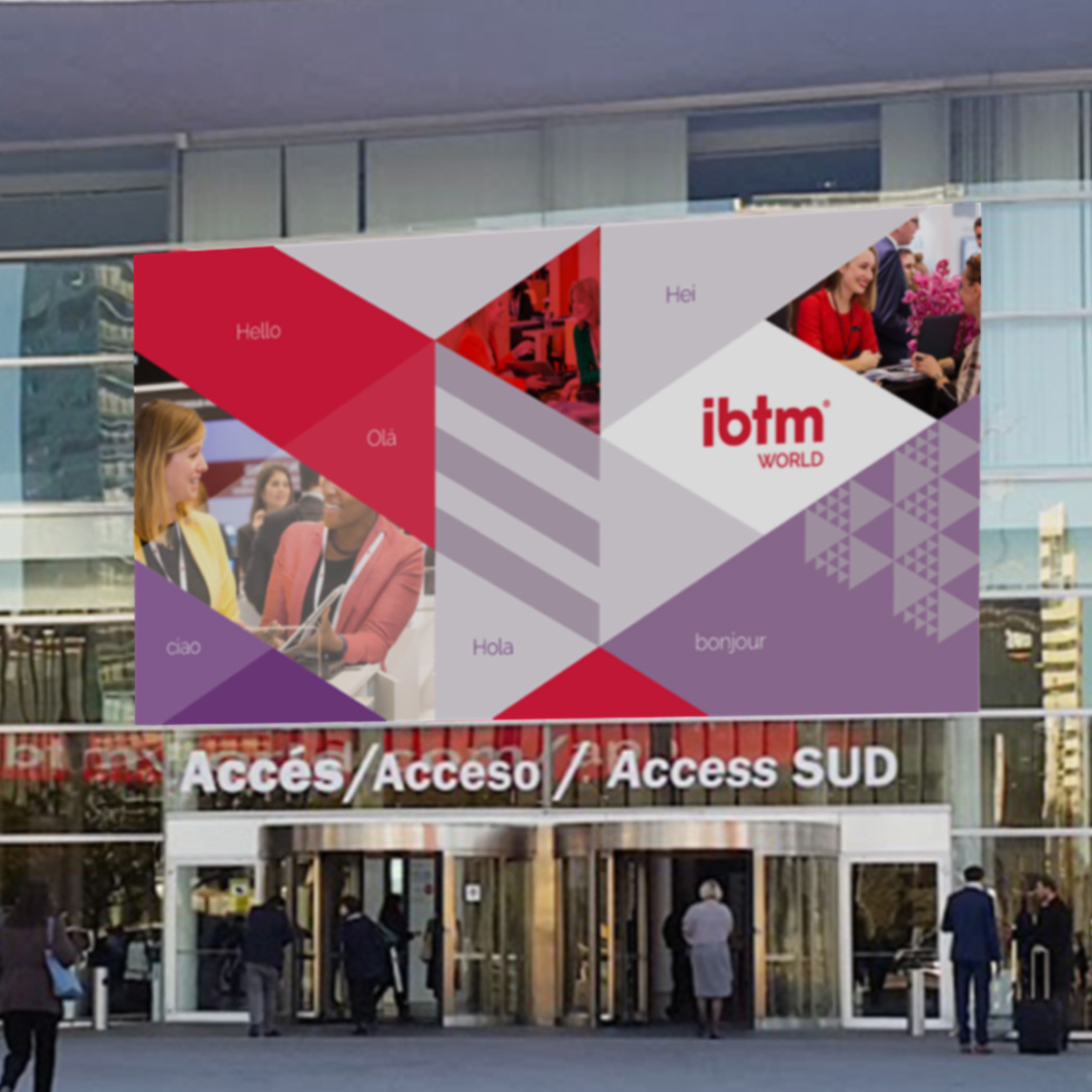 IBTM World Entrance signage