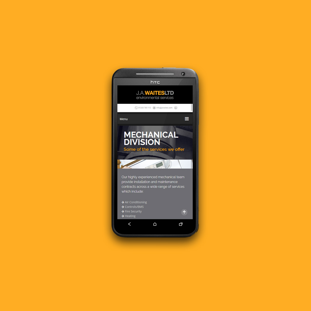 J.A. Waites Ltd Webpage - Mobile View
